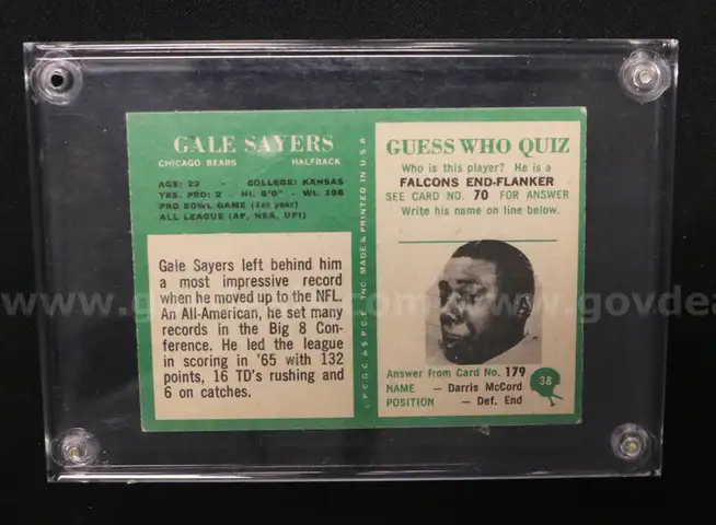 1966 Philadelphia Gale Sayers #38, Vintage Football Card
