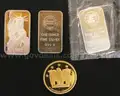 3 Sterling One Troy Ounce Ingots &#x26; 1  Troy Ounce Commemorative Silver Round