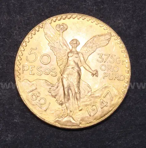 1947 Gold Mexico 50 Peso Coin, 41.6 Grams