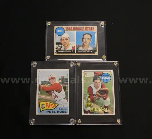 1- 1965 Topps Pete Rose and 2- Johnny Bench Rookie Baseball Cards