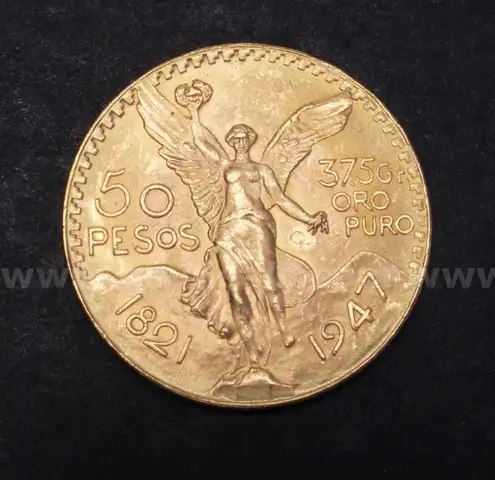 1947 Gold Mexico 50 Peso Coin, 41.6 Grams
