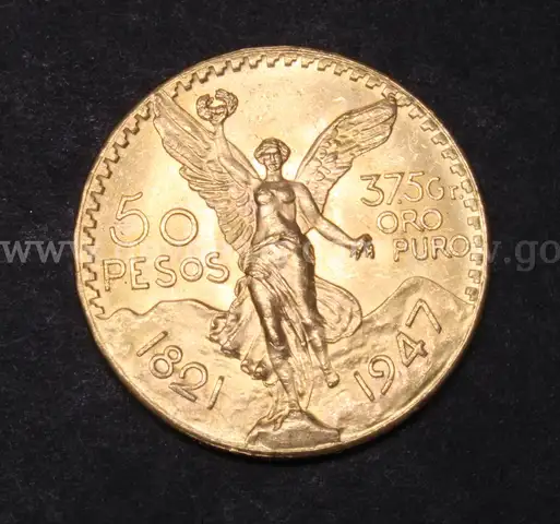 1947 Gold Mexico 50 Peso Coin, 41.6 Grams