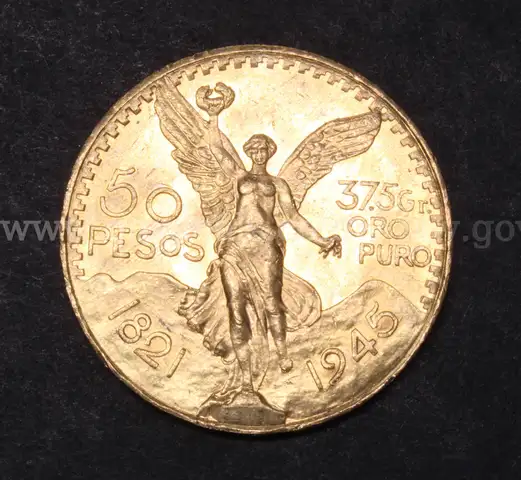 1945 Gold Mexico 50 Peso Coin, 41.6 Grams