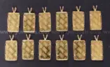 12 Suisse Credit 1 Gram Bars In 14K Y/G Bezels, 20.4 Grams