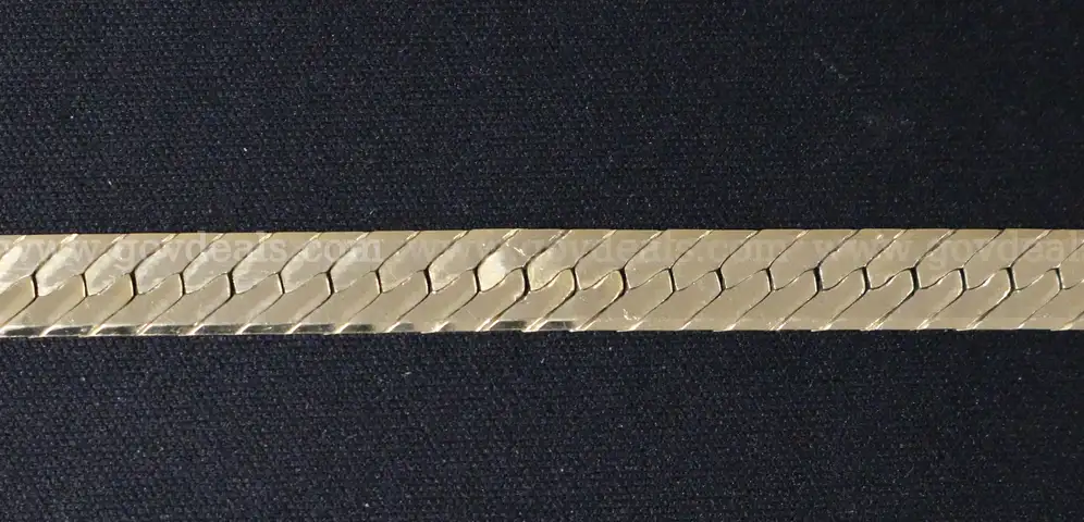 14K Yellow Gold Herringbone Design Necklace, 53.2 Grams