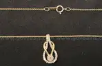 Gold-Plated Silver Cable Link Necklace with Diamond Pendant, 3.4 Grams