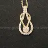 Gold-Plated Silver Cable Link Necklace with Diamond Pendant, 3.4 Grams