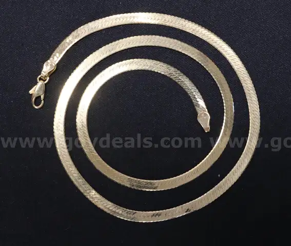 14k Yellow Gold Herringbone Necklace, 11.8 Grams