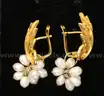 14k Yellow Gold Baroque Pearl Cluster Design Ring and Earrings, 13.7 Grams Total