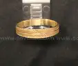 14K Yellow Gold Reeded Design Thin Band with Diamonds, 3.8 Grams
