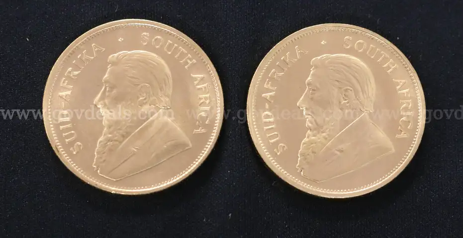 2- Gold 1978 South African Krugerrand 1 Ounce Coins, 67.8 Grams