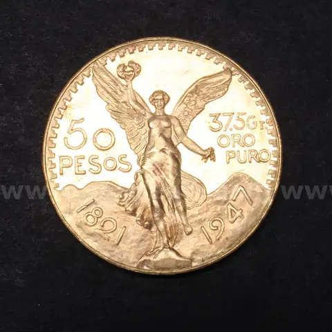 1947 Gold Mexico 50 Peso Coin, 41.6 Grams