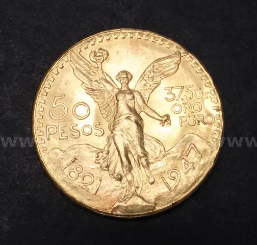1947 Gold Mexico 50 Peso Coin, 41.6 Grams