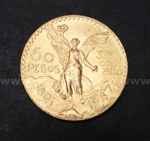 1947 Gold Mexico 50 Peso Coin, 41.6 Grams