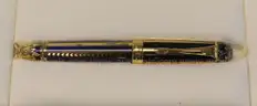 Michel Perchin Ribbed Blue and Gold Limited Edition Fountain Pen, 1995