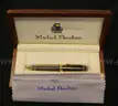 Michel Perchin Ribbed Blue and Gold Limited Edition Fountain Pen, 1995