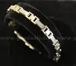 14k Yellow and White Gold Track Link Style Bracelet, 18.3 Grams