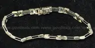 14k Yellow and White Gold Track Link Style Bracelet, 18.3 Grams