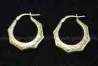 10k Yellow Gold Octagonal Hoop Earrings, 1.8 Grams