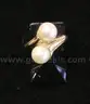 14k Yellow Gold Coral Design Pearl Ring, 3.7 Grams