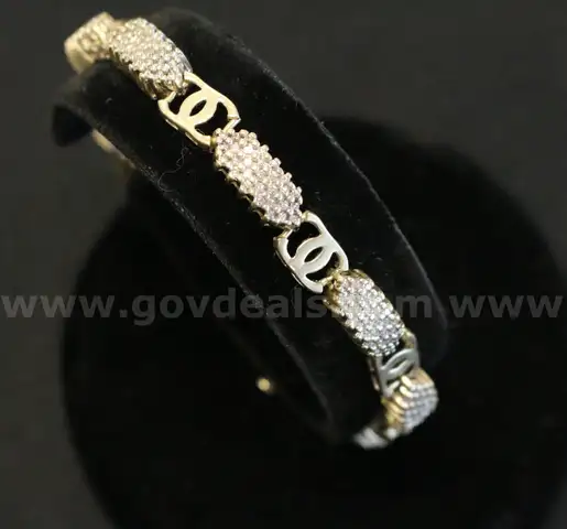 14k Yellow Gold Cluster Style Diamond Bracelet, 15.4 Grams