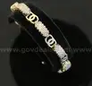 14k Yellow Gold Cluster Style Diamond Bracelet, 15.4 Grams