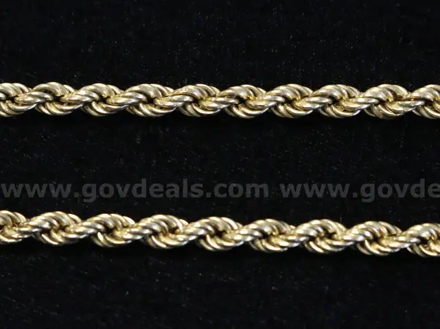 18k Yellow Gold Rope Chain Necklace, 23.7 Grams