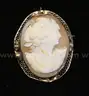 8k Yellow Gold Cameo Pendant Brooch, 7.6 Grams
