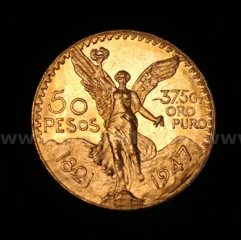 1947 Gold Mexico 50 Peso Coin, 41.6 Grams