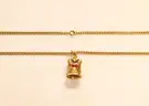 10k Yellow Gold Curb Link Necklace and Enameled Crown Pendant, 16.9 Grams