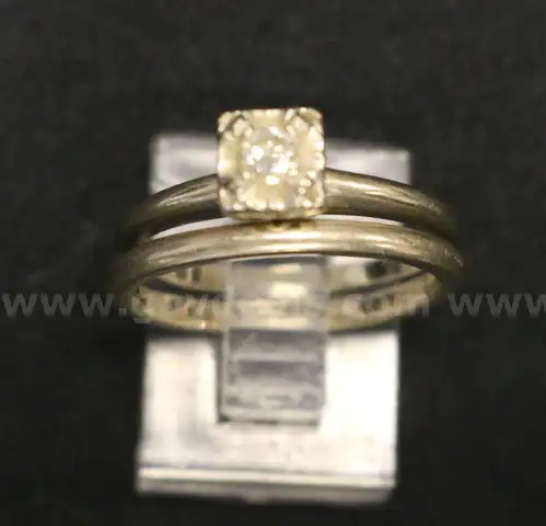 14K White Gold 2 Piece Diamond Wedding Set, 4.8 Grams