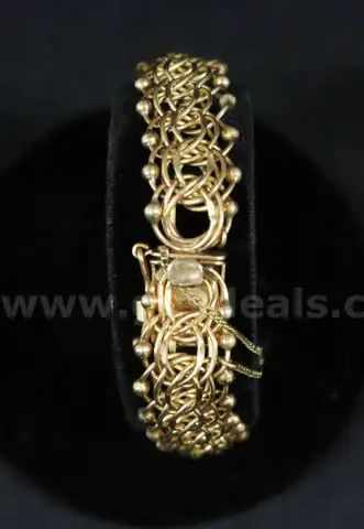 14K Yellow Gold Woven Design Bracelet, 24.2 Grams