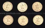 6 Mexico 1906 Diez Peso Gold Coins, 49.8 grams
