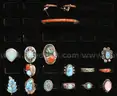 16 Assorted Pieces Of Assorted Silver Jewelry With Stones,115.0 Grams