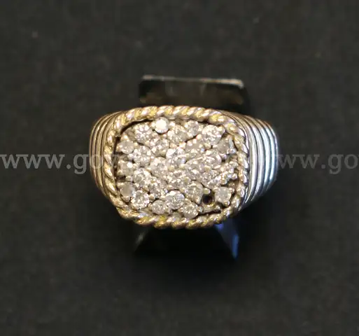 10K Yellow Gold Cluster Design Ring With Diamonds, 12.1 Grams