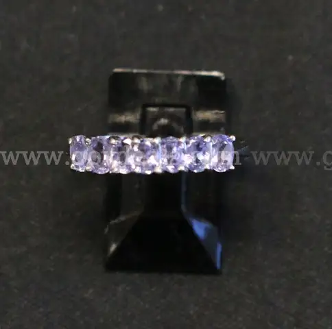 14K White Gold Ring With Purple Stones, 2.1 Grams