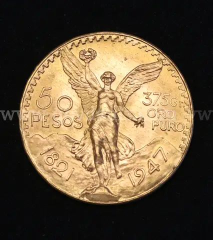 1947 Gold Mexico 50 Peso Coin, 41.6 Grams