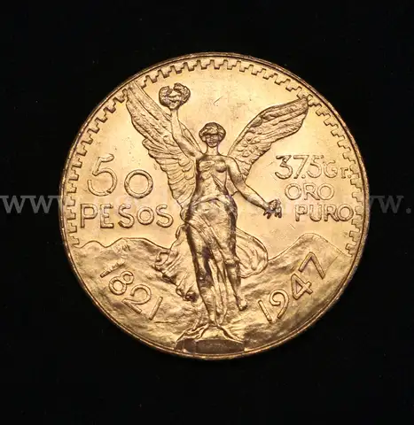 1947 Gold Mexico 50 Peso Coin, 41.6 Grams