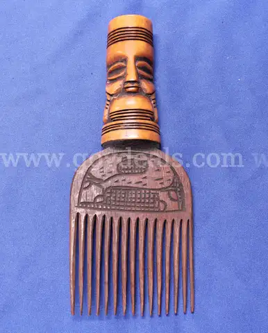 Carved Wooden Hair Pick