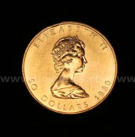 1980 Canada $50 1 Oz. Gold Maple Leaf, 31.1 Grams