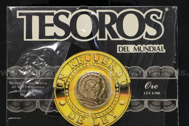 1986 Mexico Gold 500 Pesos World Cup Commemorative Coin, 17.3g