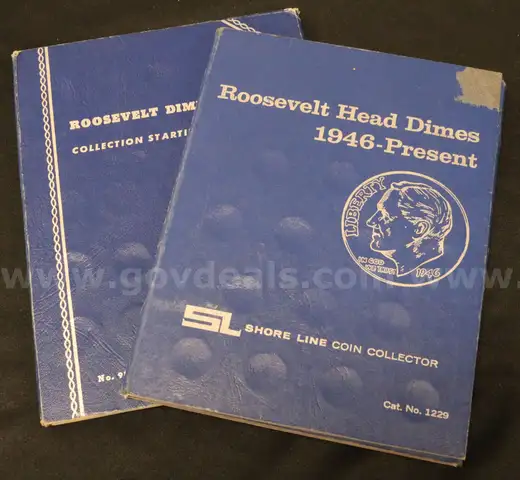 92- Assorted Date Silver Roosevelt Dimes in Blue Collectors Books