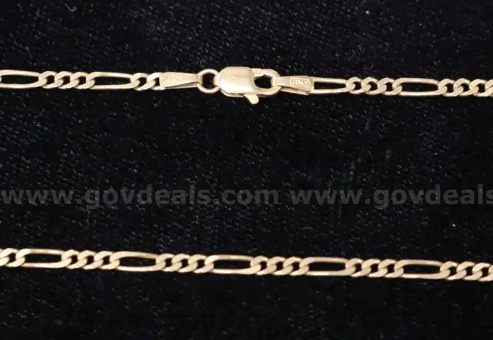 18k Yellow Gold Figaro Design Necklace, 7.1 Grams