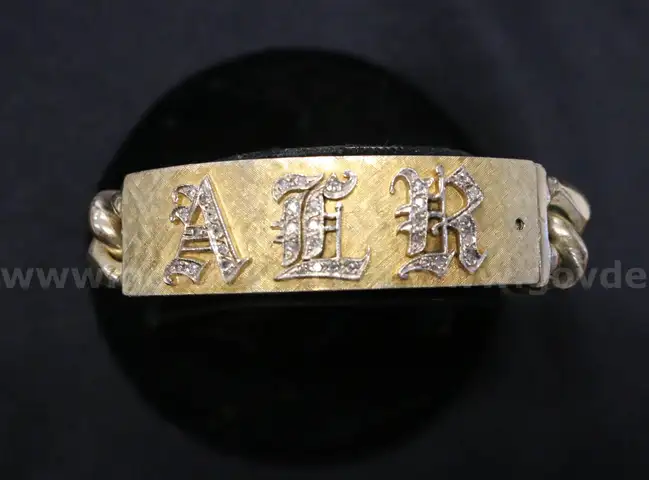 10K Yellow Gold Cuban Link I.D. Type Bracelet W/Diamonds, 120.7 Grams