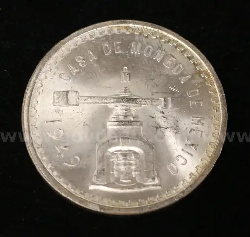 Graded 1949 Mexico Casa De Moneda Silver One Once Coin