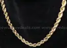 14k Yellow Gold Rope Chain Necklace, 10.7 Grams
