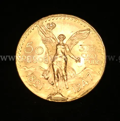 1947 Gold Mexico 50 Peso Coin, 41.6 Grams