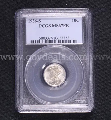 PCGS Graded 1936-S U.S. Silver Mercury Dime