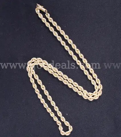 14K Yellow Gold Rope Design Necklace, 47.9 Grams
