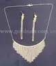 22K Tri-Color Fringe Design Necklace & Dangle Earring Set, 33.7 Grams